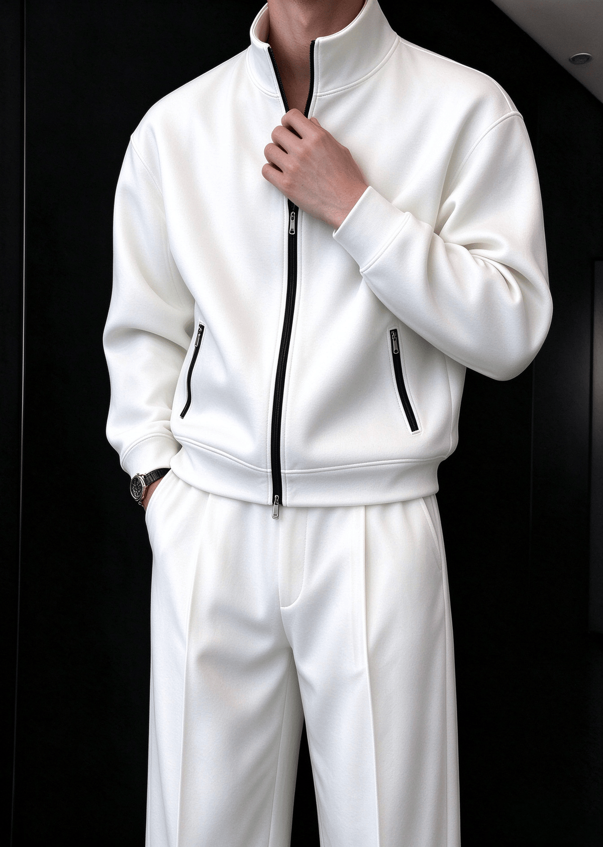 Men's Minimalist Stand-Collar Zip Jacket