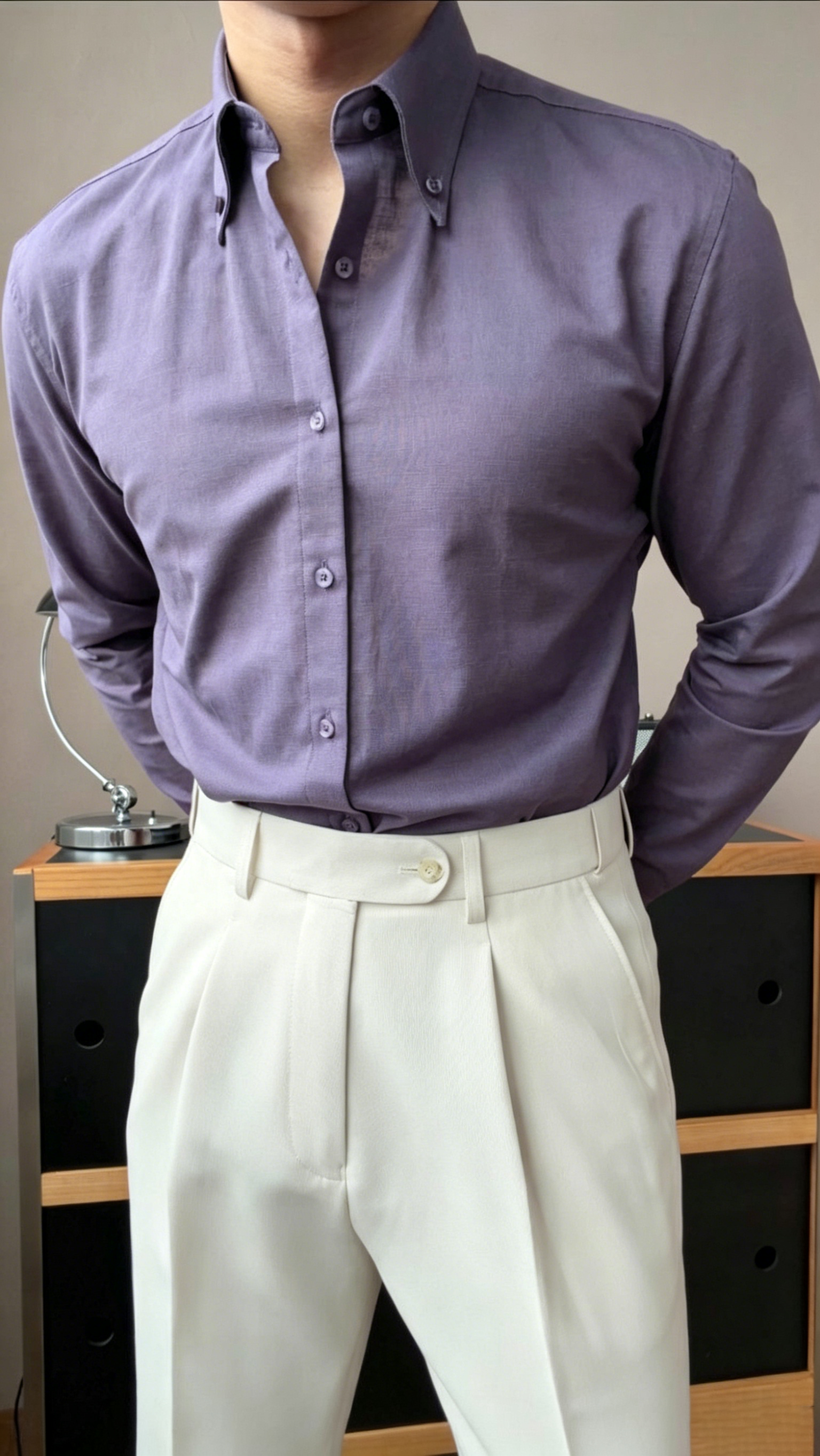 Premium Cotton Linen Button-Down Shirt - Men's Summer Old Money Aesthetic Casual Long Sleeve Shirt